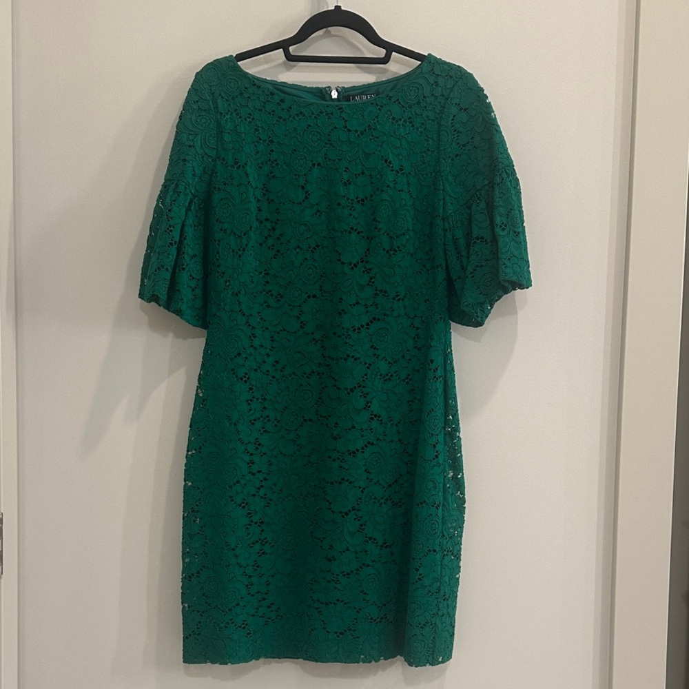 Ralph Lauren Emerald Lace Mini Dress